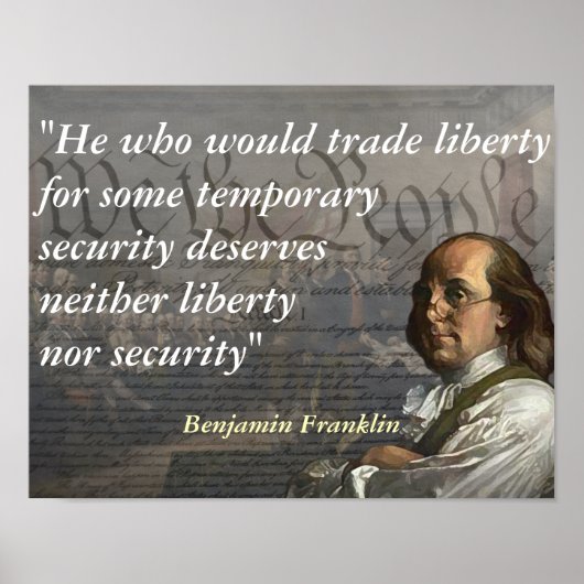Benjamin Franklin Quote over vrijheid Poster (Voorkant)