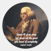 Benjamin Franklin Quote Ronde Sticker (Voorkant)