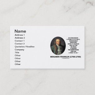 Benjamin Franklin Redelijk Wezen Vind Rede Visitekaartje