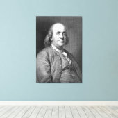 Benjamin Franklin usa president geschiedenis portr Canvas Afdruk (Insitu (Houten vloer))