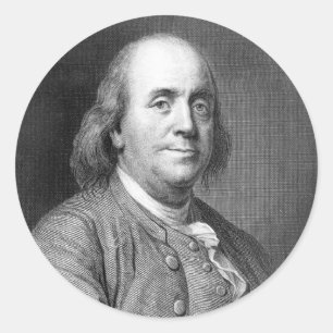 Benjamin Franklin usa president geschiedenis portr Ronde Sticker