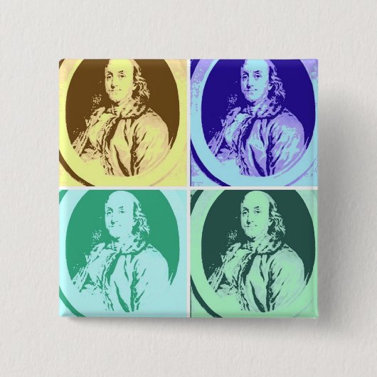 Benjamin Franklin Vierkante Button 5,1 Cm (Voorkant)