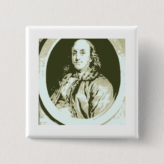 Benjamin Franklin Vierkante Button 5,1 Cm (Voorkant)