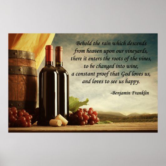 Benjamin Franklin Wine Quote Poster (Voorkant)