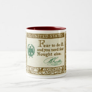 Benjamin Franklin's Credo Fear Vintage Tweekleurige Koffiemok