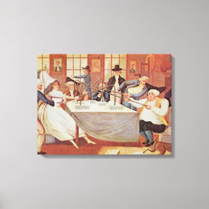 Benjamin Franklin's experimenten met elektriciteit Canvas Afdruk