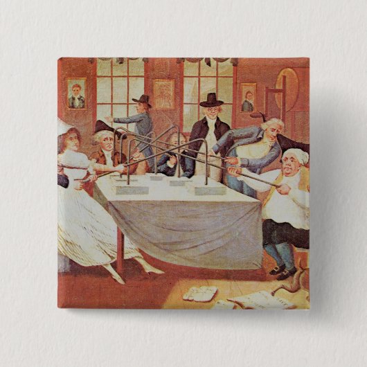 Benjamin Franklin's experimenten met elektriciteit Vierkante Button 5,1 Cm (Voorkant)