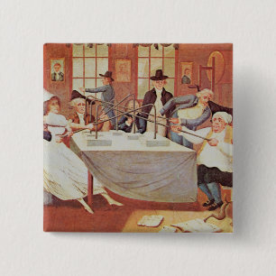 Benjamin Franklin's experimenten met elektriciteit Vierkante Button 5,1 Cm