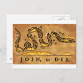 Benjamin Franklin's Join of Die Politieke Cartoon Briefkaart (Voorkant / Achterkant)