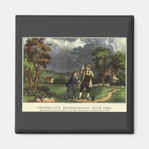 Benjamin Franklin's Kite and Lightning Experiment Magneet