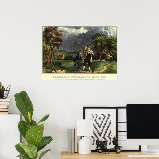 Benjamin Franklin's Kite and Lightning Experiment Poster (Thuiskantoor)