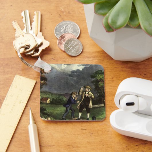 Benjamin Franklin's Kite and Lightning Experiment Sleutelhanger (Bureau)