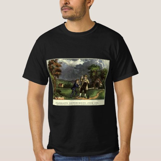 Benjamin Franklin's Kite and Lightning Experiment T-shirt (Voorkant)