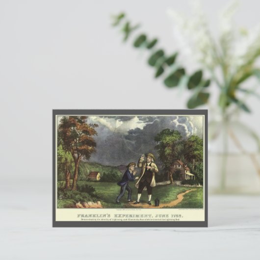 Benjamin Franklin's Lightning and Kite Experiment Briefkaart (Staand voorkant)