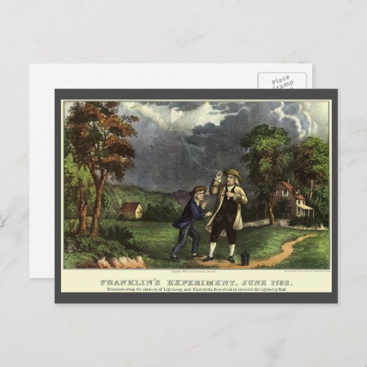 Benjamin Franklin's Lightning and Kite Experiment Briefkaart (Voorkant / Achterkant)