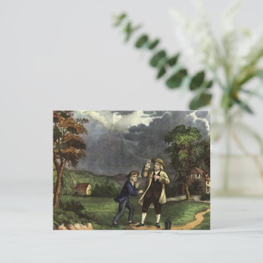 Benjamin Franklin's Lightning and Kite Experiment Briefkaart (Staand voorkant)