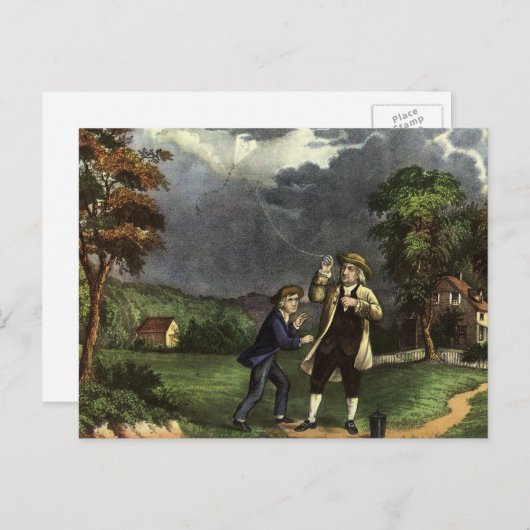 Benjamin Franklin's Lightning and Kite Experiment Briefkaart (Voorkant / Achterkant)