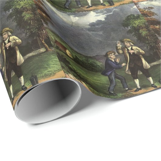 Benjamin Franklin's Lightning and Kite Experiment Cadeaupapier (Rol Hoek)