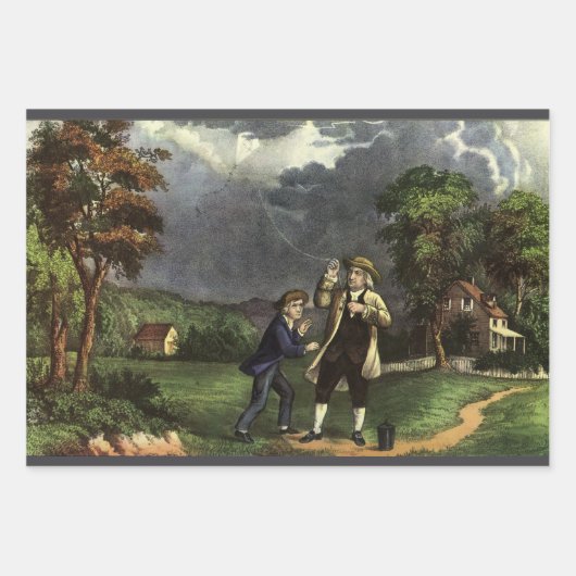 Benjamin Franklin's Lightning and Kite Experiment Inpakpapier Vel (Voorkant 2)