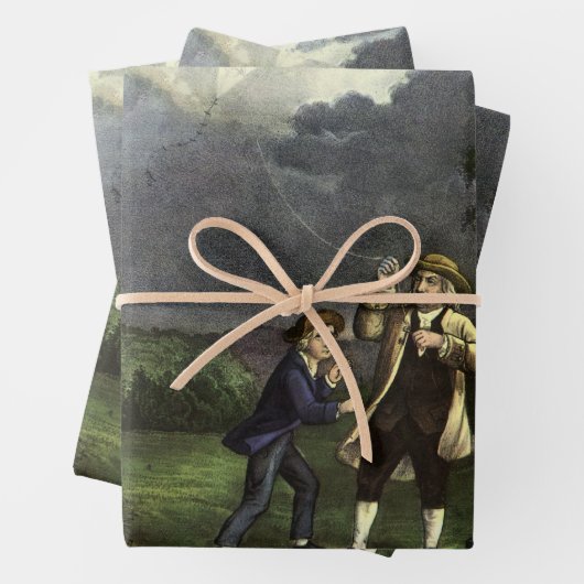 Benjamin Franklin's Lightning and Kite Experiment Inpakpapier Vel (In situ)