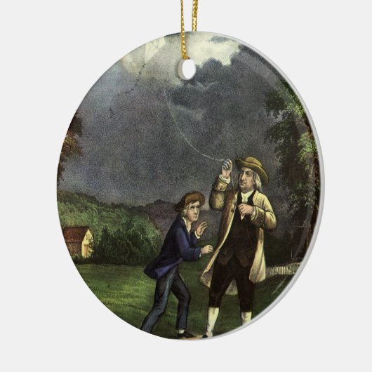 Benjamin Franklin's Lightning and Kite Experiment Keramisch Ornament (Links)