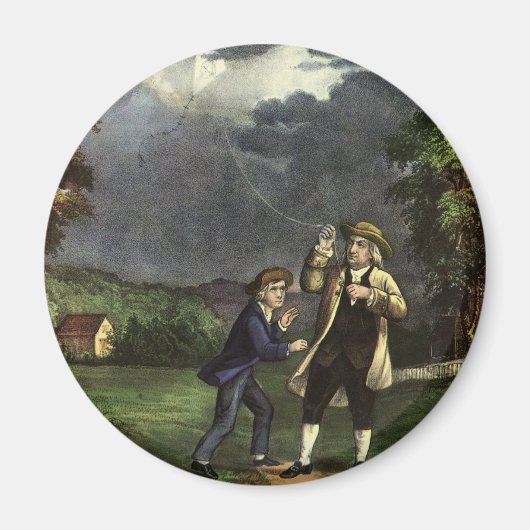 Benjamin Franklin's Lightning and Kite Experiment Magneet (Voorkant)