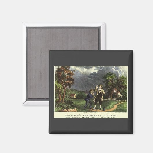Benjamin Franklin's Lightning and Kite Experiment Magneet (Voorkant / Achterkant)