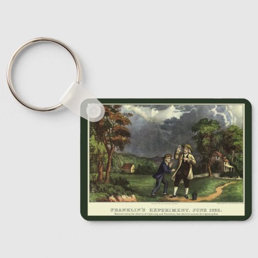 Benjamin Franklin's Lightning and Kite Experiment Sleutelhanger (Achterkant)