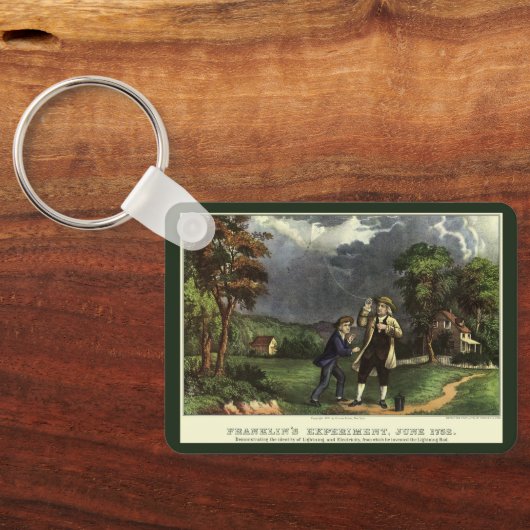 Benjamin Franklin's Lightning and Kite Experiment Sleutelhanger (Achterkant)