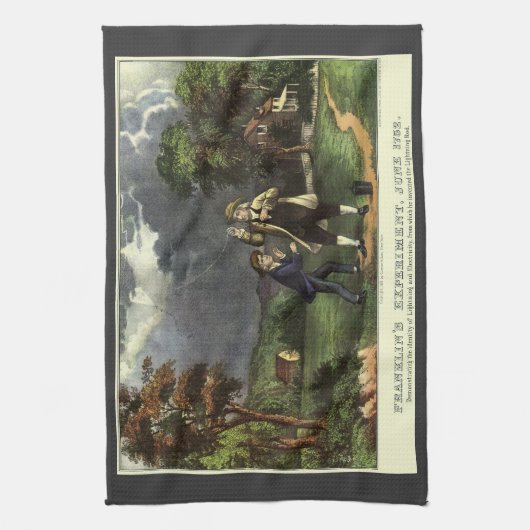 Benjamin Franklin's Lightning and Kite Experiment Theedoek (Verticaal)