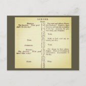 Benjamin Franklin's routineplanning Briefkaart (Voorkant)