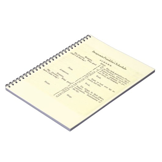 Benjamin Franklin's Schedule Notebook Notitieboek (Linkerzijde)