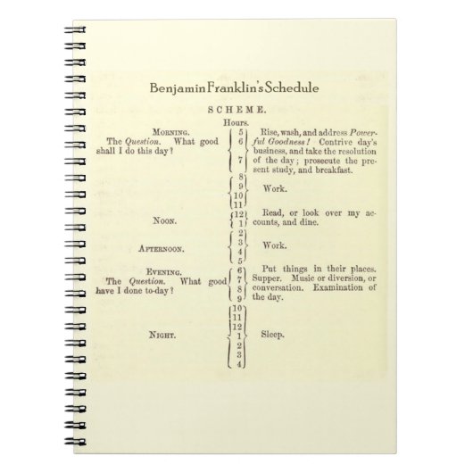 Benjamin Franklin's Schedule Notebook Notitieboek (Voorkant)