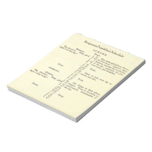 Benjamin Franklin's Schedule Planner notitieblok (Linkerzijde)