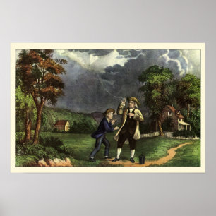 Benjamin Franklins vlieger- en bliksemexperiment Poster