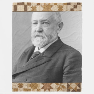 Benjamin Harrison — Vintage Presidentiële Quilt Bl Fleece Deken
