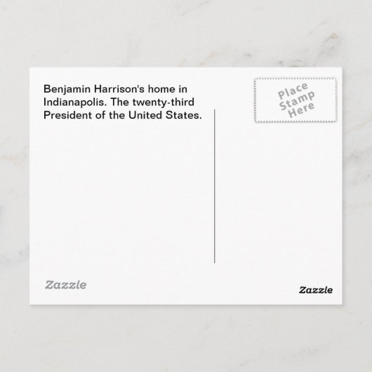 Benjamin Harrison's huis Briefkaart (Achterkant)