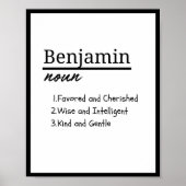 Benjamin, Jongen Gepersonaliseerde Naam Definitie Poster (Voorkant)