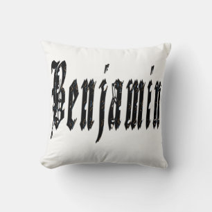 Benjamin, naam, Logo, White Throw Cushion. Kussen