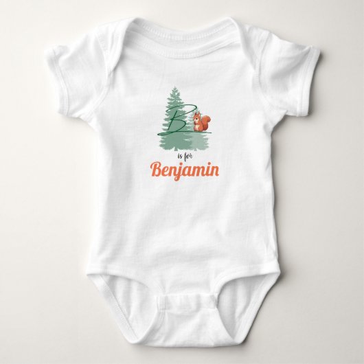 Benjamin Naam Onthulling Brief Woodland Boy Eekhoo Romper (Voorkant)
