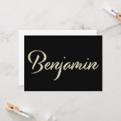 Benjamin Name white gold Handwriting Karte Kaart (Voorkant / Achterkant in situ)