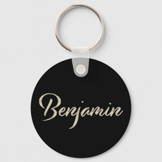 Benjamin Name whitegold Button Schlüsselanhänger Sleutelhanger (Voorkant)