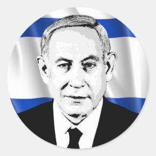 Benjamin Netanyahu Israëlische premier Ronde Sticker