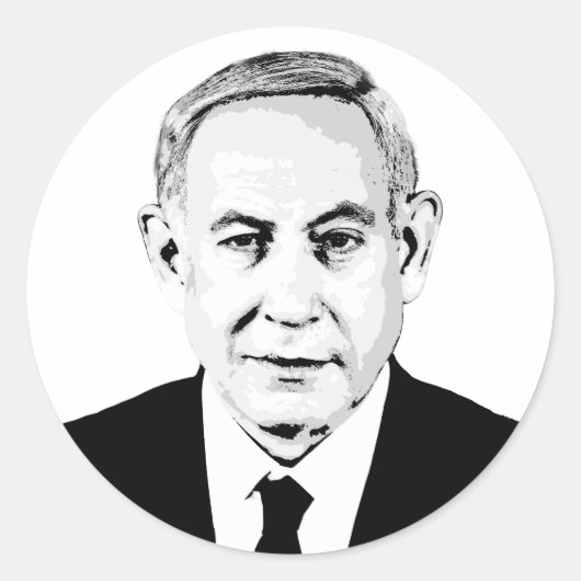 Benjamin Netanyahu Ronde Sticker (Voorkant)
