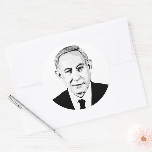 Benjamin Netanyahu Ronde Sticker (Envelop)