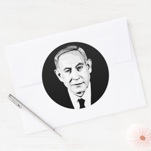 Benjamin Netanyahu Ronde Sticker (Envelop)