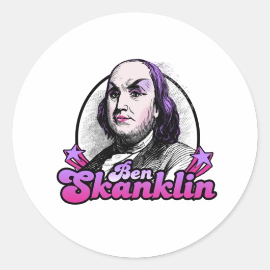 Benjamin Skanklin Ronde Sticker (Voorkant)