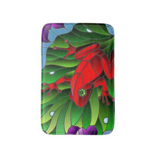 Benjamin the Red Frog Pond Flower Green Lotus Leaf Badmat (Voorkant Verticaal)