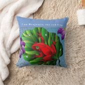 Benjamin the Red Frog Pond Flower Green Lotus Leaf Kussen (Deken)
