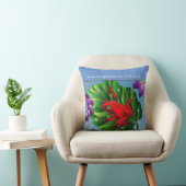 Benjamin the Red Frog Pond Flower Green Lotus Leaf Kussen (Stoel)